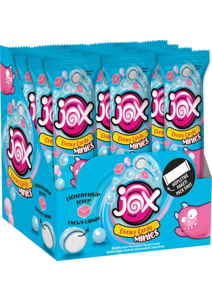 JOX MINIES; Bubble Gum Çiğnenebilir Şekerleme (10 gr x 24 adet/kutu 240 gr)