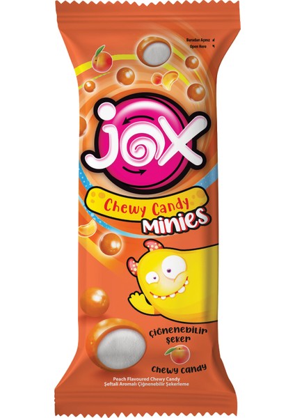 JOX MINIES; Şeftali Çiğnenebilir Şekerleme (10 gr x 24 adet/kutu 240 gr)