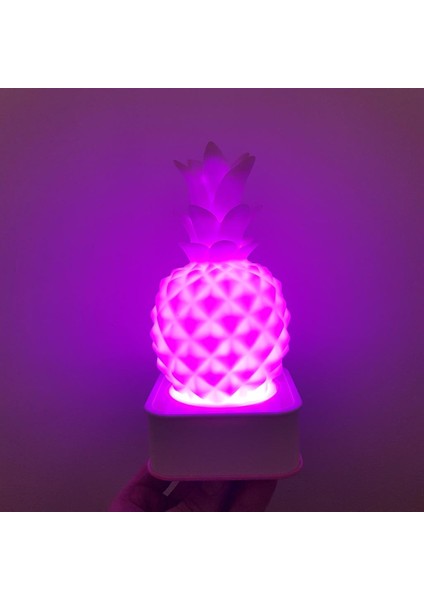 Sese ve Dokunmaya Duyarlı Silikon Pembe Ananas Gece Lambası Renkli