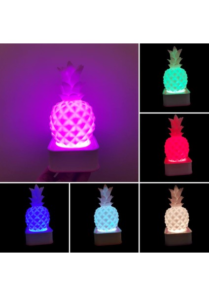Sese ve Dokunmaya Duyarlı Silikon Pembe Ananas Gece Lambası Renkli