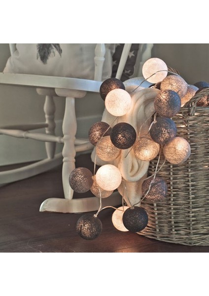 2 Metre LED Işıklı Siyah Beyaz Gri Ipli Toplar Animasyonlu Çocuk Odası Aydınlatma