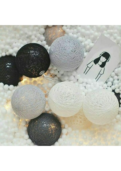 2 Metre LED Işıklı Siyah Beyaz Gri Ipli Toplar Animasyonlu Çocuk Odası Aydınlatma indirimleri