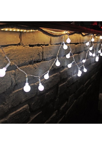4 Metre Beyaz LED Işıklı Ampul Toplar Dizeleri Dekoratif Pilli Ev Aydınlatma
