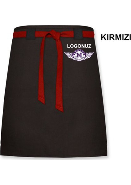 Kişiye Özel Nakışlı Belden Mutfak Iş Önlüğü Barista Master Chef Garson Önlük - Kırmızı