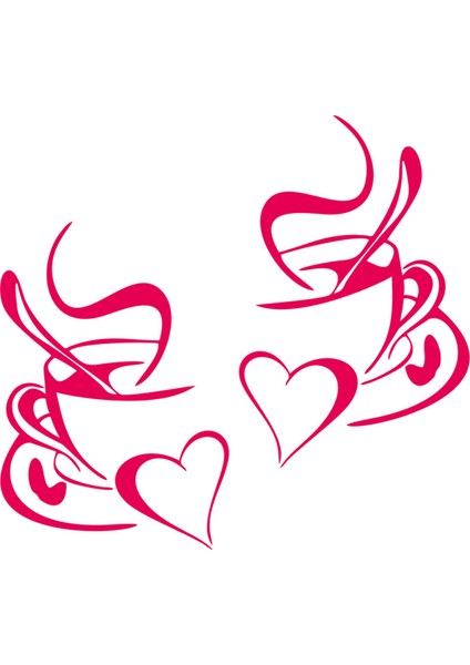 Kahve ve Kalp Duvar Sticker