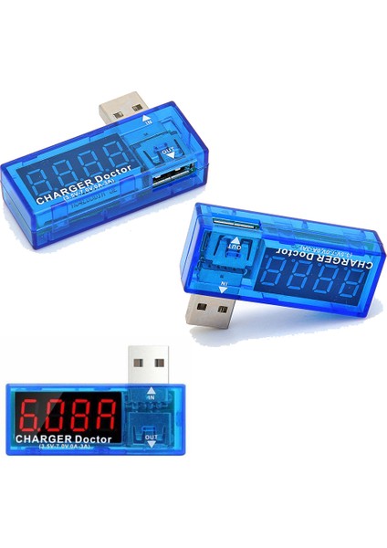 USB Tester USB Voltmetre Ampermetre Akım Ölçer LED Göstergeli