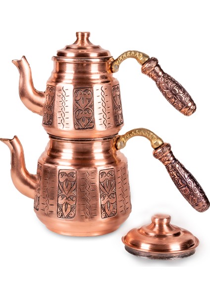 Dilimli Büyük Bakır Çaydanlık