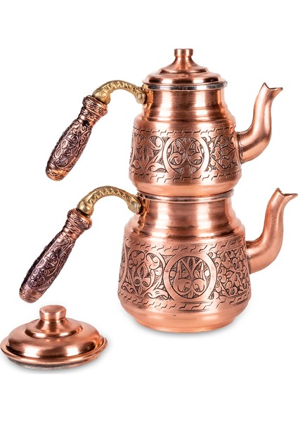 Ufak El Işlemesi Bakır Çaydanlık
