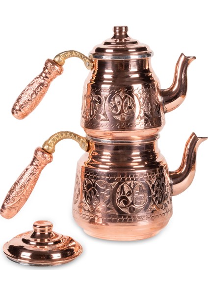 Ufak El Işlemesi Bakır Çaydanlık