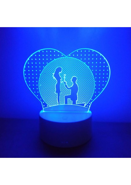 3D Üç Boyutlu Sevgili Çift Gece Lambası Dokunmatik Rengarenk