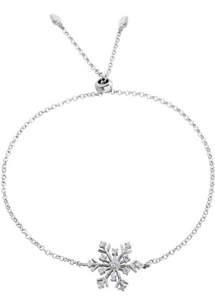 Zirkon Taşlı Kar Tanesi Gümüş Bileklik
