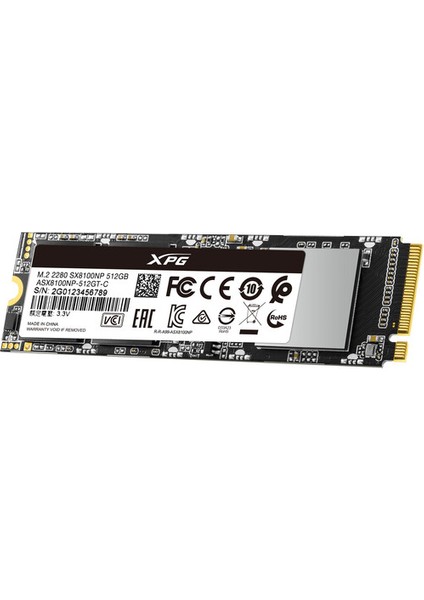 XPG SX8100 512GB 3500-2400MB M.2 PCIe NVMe SSD