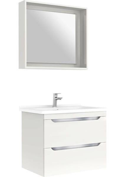 Casilla 80 cm Banyo Dolabı Takımı Gri-Beyaz