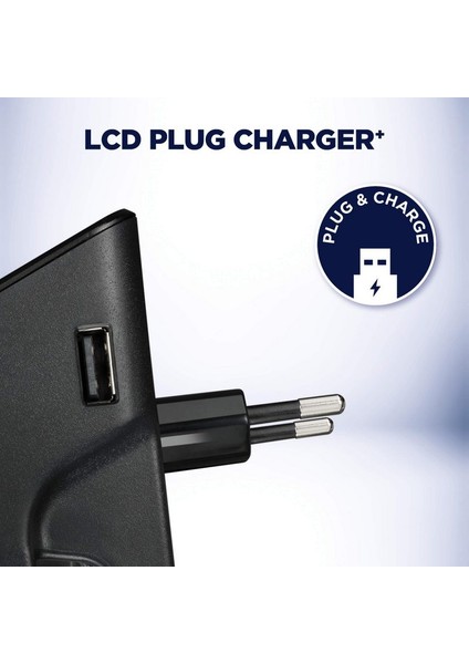 LCD Plug Plus Pil Şarj Cihazı AA,AAA,9V Pil Uyumlu