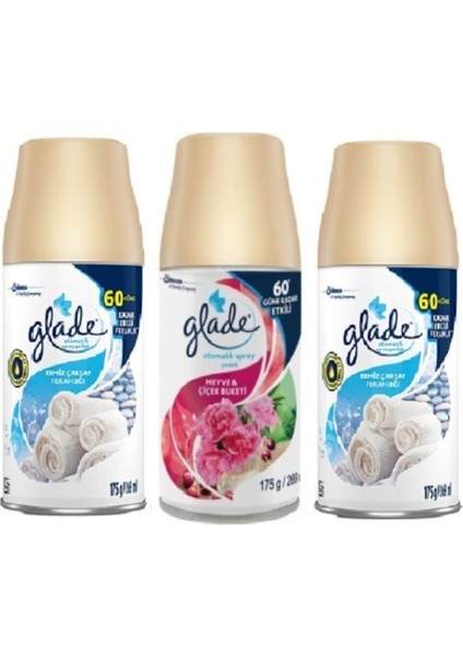 Oda Kokusu Temiz Çarşaf Ferahlığı x Meyve & Çiçek Buketi x Temiz Çarşaf Ferahlığı Yedek Sprey = 3 x 269 ml