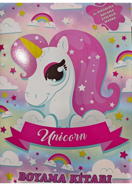 Unicorn Boyama Kitabı Maske ve Stickerlı