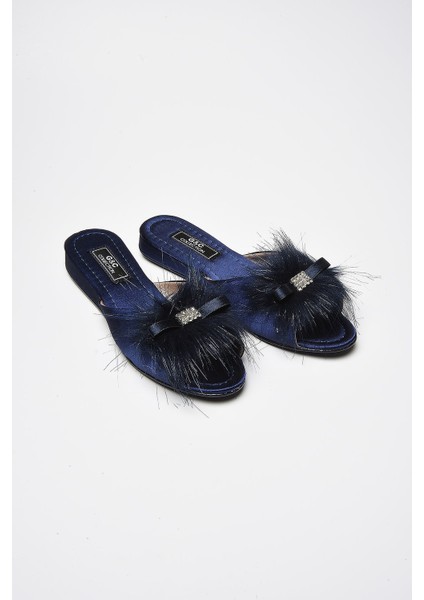 Kadın Lacivert Gelin Çeyiz Terliği