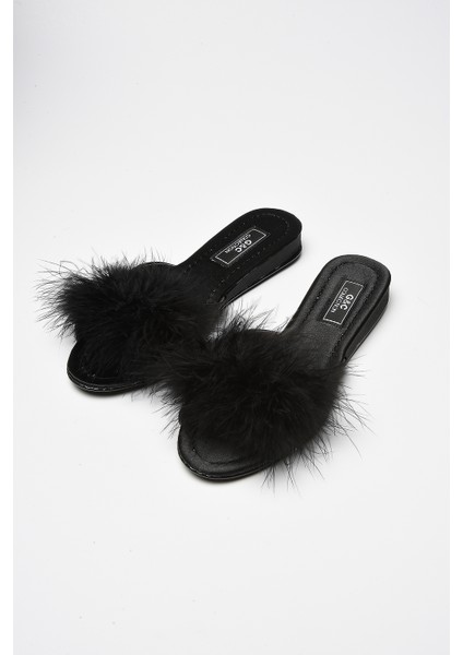 Gc Kadın Siyah Gelin Çeyiz Terliği Suni Deri Günlük Kullanımda Konforlu ve Şık