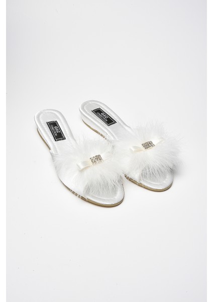 Kadın Ekru Gelin Çeyiz Terliği