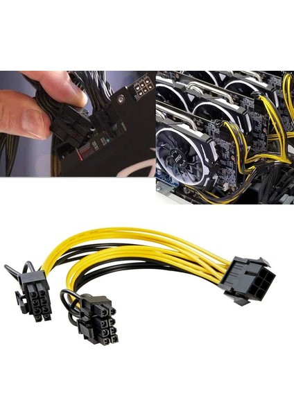 Pcı Express 6-Pin To 2x6 + 2-Pin (6-Pin / 8-Pin) Gpu Power Güç Kablosu