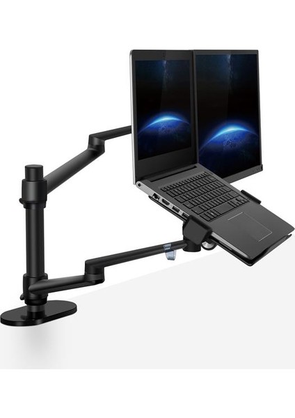STD7090B 13"-27" Ergonomik NoteBook Stand ve Vesa Monitör Tutucu Kol-Siyah