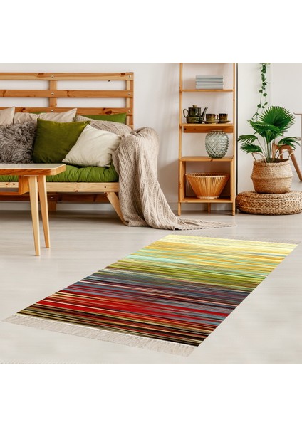 Kilim Desenli Etnik Dijital Baskı Yıkanabilir Kaymaz Taban Modern Salon Halı ve Yolluk