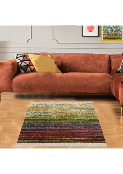 Kilim Desenli Etnik Dijital Baskı Yıkanabilir Kaymaz Taban Modern Salon Halı ve Yolluk