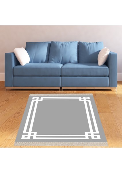 Geometrik Desenli Dijital Baskı Yıkanabilir Kaymaz Taban Düz Model Salon Halısı ve Yolluk