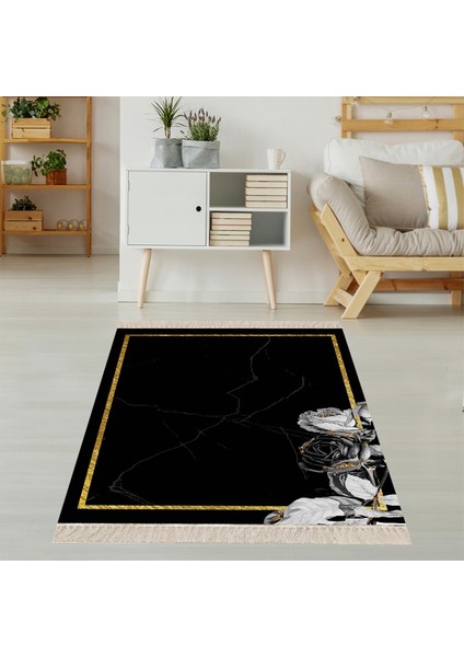 Mermer Desenli Kuş Tüyü Desenli Dijital Baskı Yıkanabilir Kaymaz Taban Salon Halı ve Yolluk