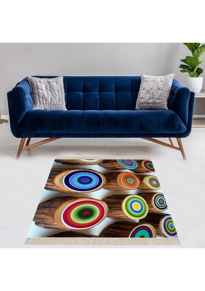 Kütük Desenli Dijital Baskı Yıkanabilir Kaymaz Taban Modern Salon Halı ve Yolluk