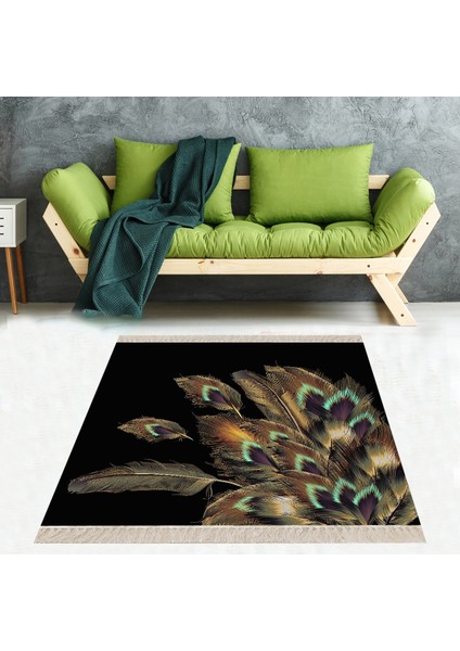 Kuş Tüyü Desenli Eskitme Dijital Baskı Yıkanabilir Modern Salon Halısı ve Yolluk