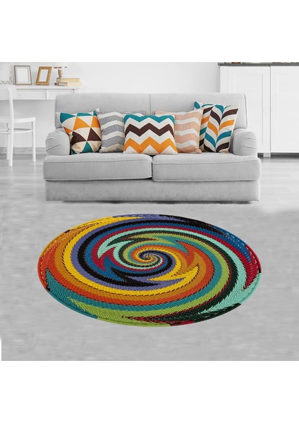 Jüt Hasır Kilim Görünümlü Dijital Baskılı Kaymaz Taban Yıkanabilir Modern Salon Halısı ve Yolluk