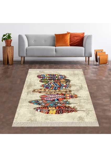 Kuş Tüyü Kızılderili Afro Etnik Dijital Baskı Yıkanabilir Modern Salon Halısı ve Yolluk