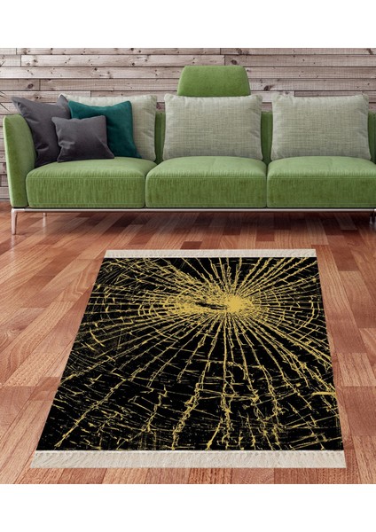 Örümcek Desenli Etnik Dijital Baskı Yıkanabilir Kaymaz Gold Zemin Taban Salon Halı ve Yolluk