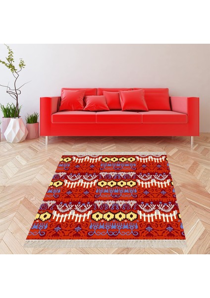 Kilim Desenli Etnik Dijital Baskı Yıkanabilir Kaymaz Taban Modern Salon Halısı ve Yolluk