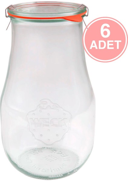 2700 ml Lale Cam Saklama Kavanozu 6 Adet