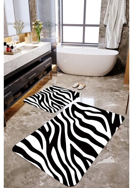 Zebra Desenli 2'li Banyo Paspas Takımı MKTPP-2041 60 x 100 cm 50 x 60 cm