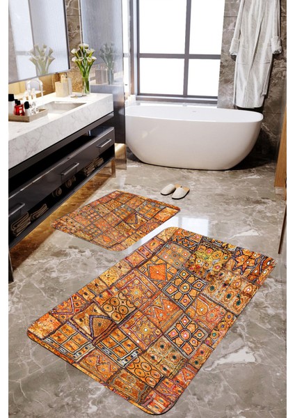 Patchwork 2'li Banyo Paspas Takımı MKTPP-2005 60 x 100 cm 50 x 60 cm