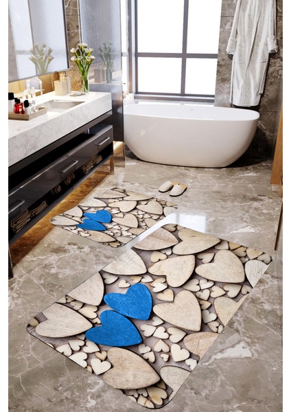 Kalpli 2'li Banyo Paspas Takımı MKTPP-2056 60 x 100 cm 50 x 60 cm