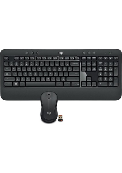 MK540 İngilizce Q Wireless Keyboard Laser Mouse Combo USB Unifying Klavye Ve Lazer Mouse Seti-Siyah