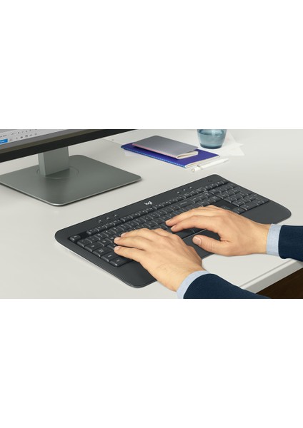 MK540 İngilizce Q Wireless Keyboard Laser Mouse Combo USB Unifying Klavye Ve Lazer Mouse Seti-Siyah