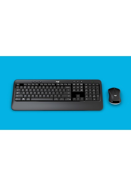 MK540 İngilizce Q Wireless Keyboard Laser Mouse Combo USB Unifying Klavye Ve Lazer Mouse Seti-Siyah