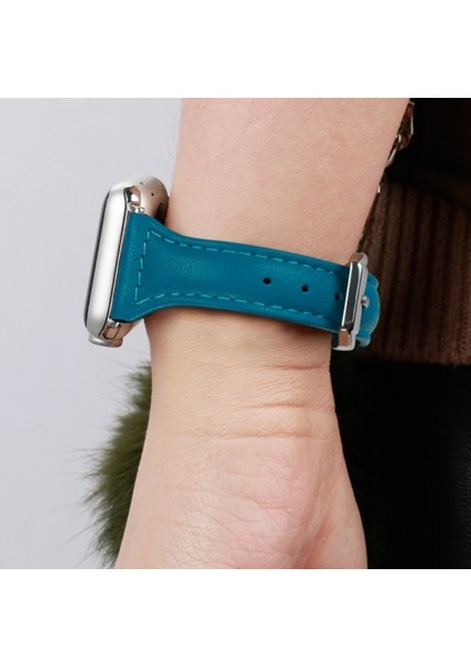 Apple Watch Uyumlu 6 44 mm Kordon Deri Kordon Renkli Ince Tam Kordon 28 Pembe fiyatları