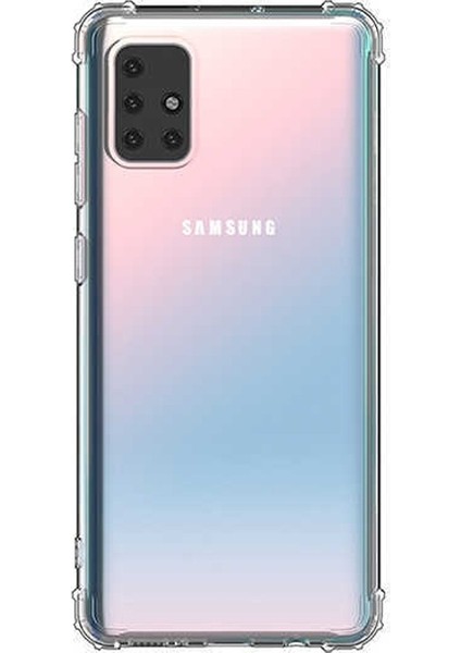 Samsung Galaxy M31S Kılıf Antishock Sert Kapak+Nano Glass+Kalem Şeffaf