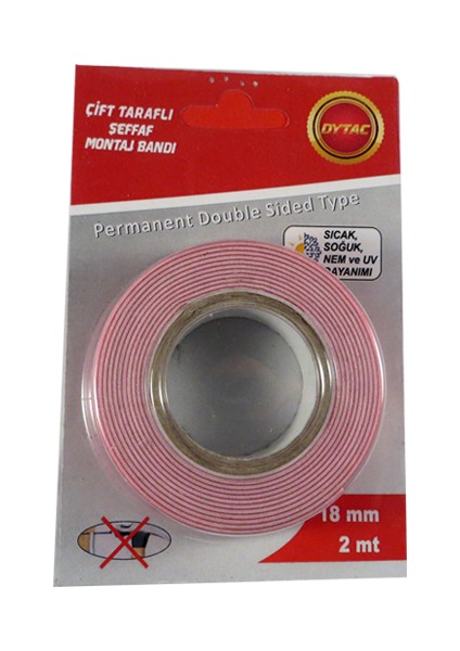 Vox 18 Mm. Çift Taraflı Köpük Bant- 2mt. (Blisterli)