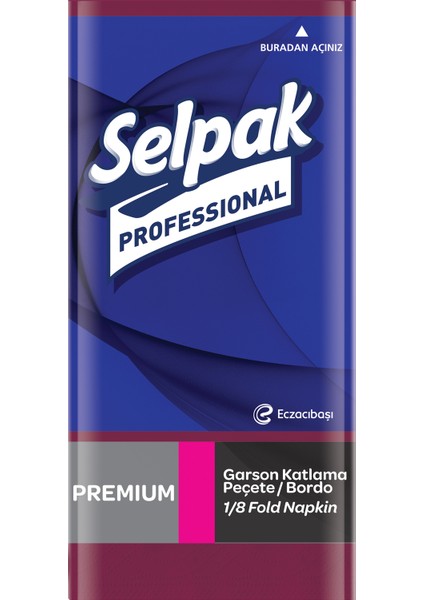 Selpak Professional Premium Garson Katlama Peçete 40x40cm Bordo 50'li (9681118)