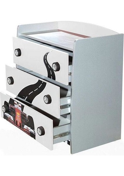 Formula Çocuk Odası Full Jaguar Koltuklu Full Ledli Beyaz Arabalı Yatak
