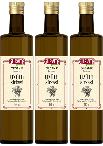 Organik Üzüm Sirkesi 500 ml 3' Lü