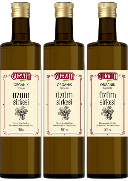 Organik Üzüm Sirkesi 500 ml 3' Lü