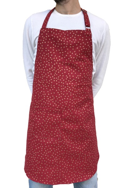Bordo & Altın Rengi Baskılı Pamuk Unisex Mutfak & Pastacı Önlüğü